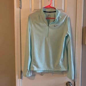 Nike Running DriFit Zippered Pullover in Aqua Sz M